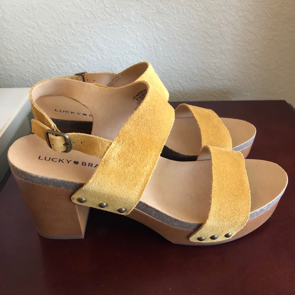 LUCKY BRAND Hairmony platform sandal, suede, new